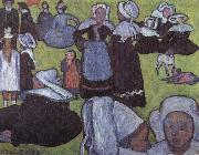 Emile Bernard, breton women in meadow